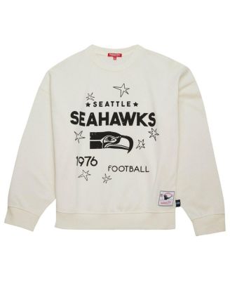 Women's Cream Seattle Seahawks Throwback Logo 3.0 Pullover Sweatshirt