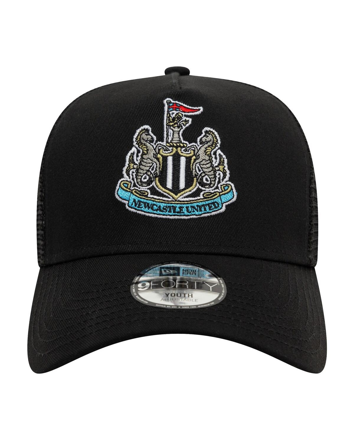New Era Big Boys And Girls Black Newcastle United Core Trucker Adjustable Hat In Black