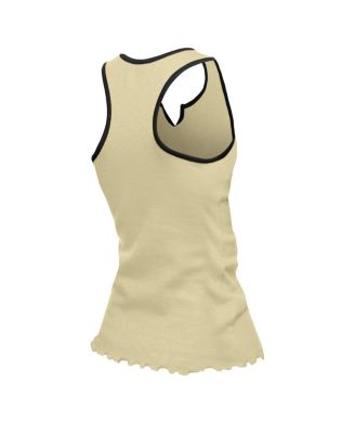 Women's Gold New Orleans Saints Lettuce Hem Notch Neck Tri-Blend Tank Top