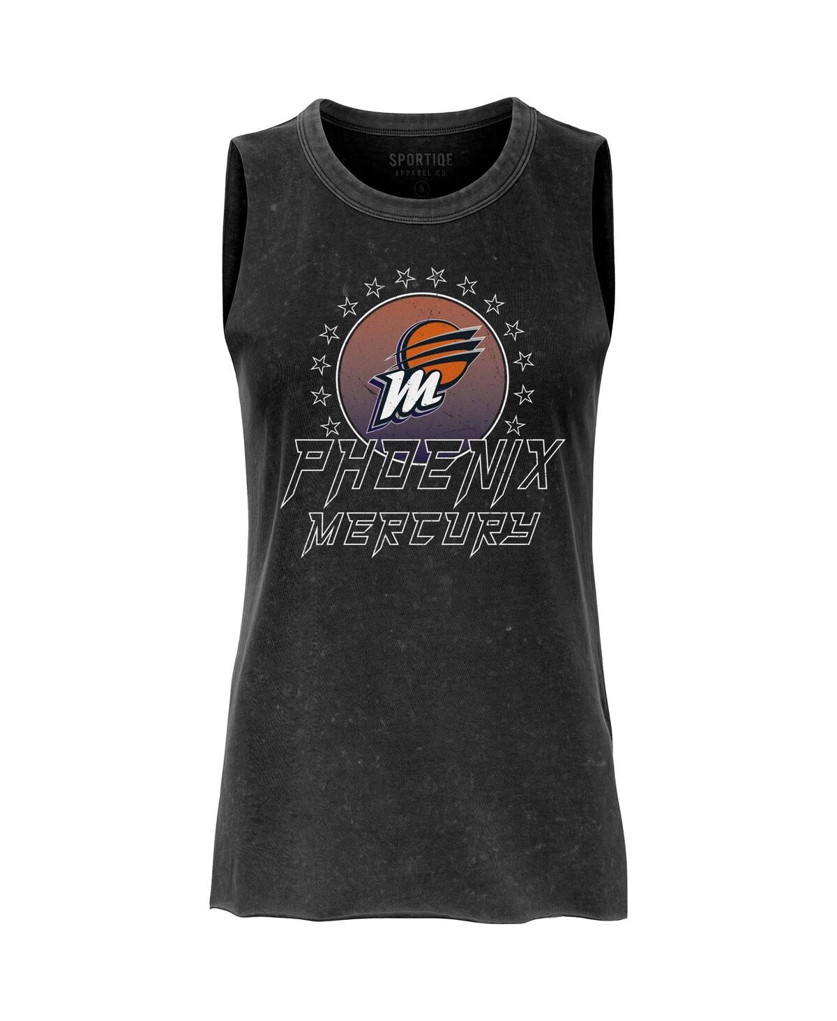 Sportiqe Women's Black Phoenix Mercury Rock Roll Collection Turner Mineral Wash Tank Top In Black