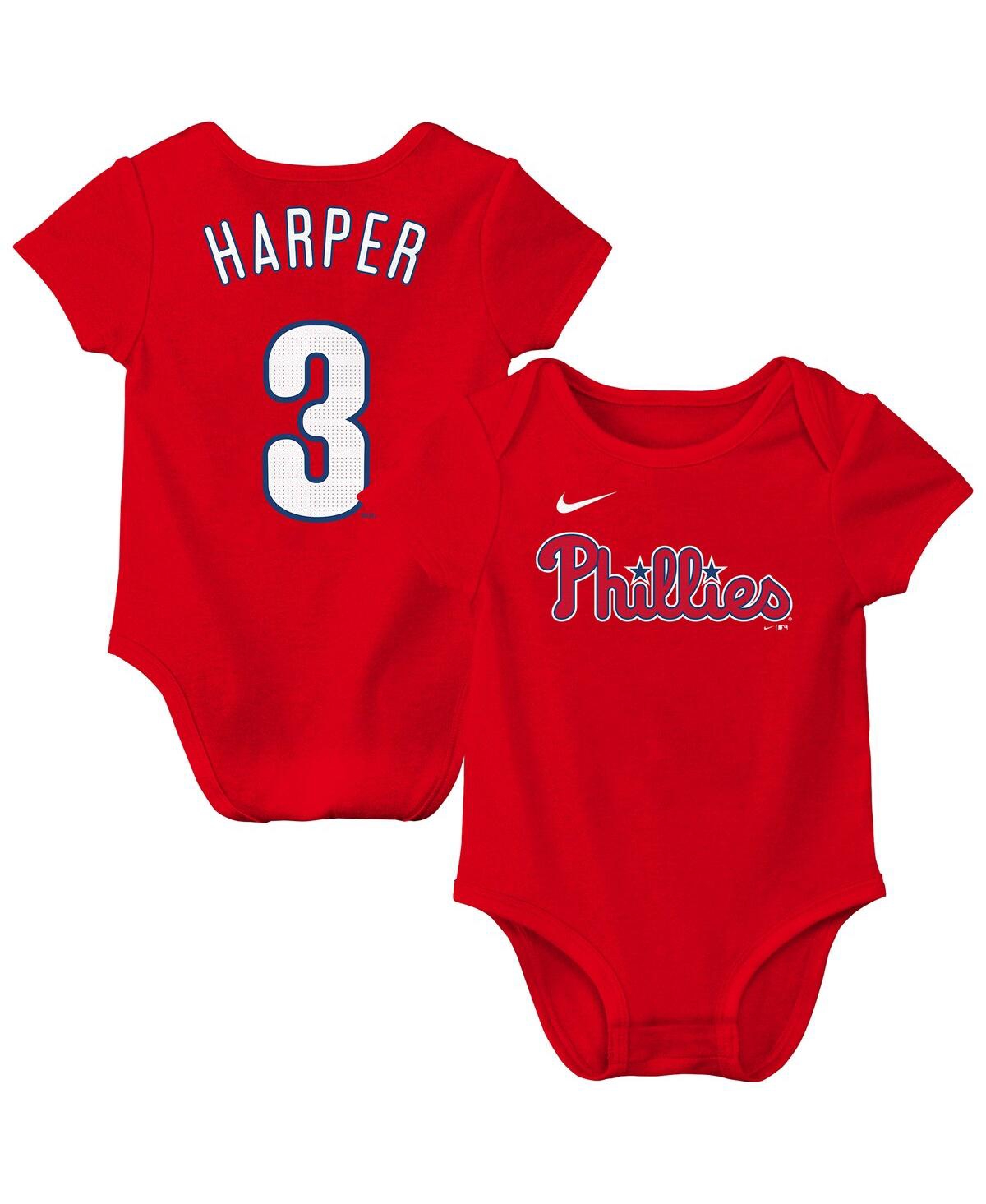 Nike Newborn Bryce Harper Red Philadelphia Phillies Name Number Fuse Bodysuit In Red