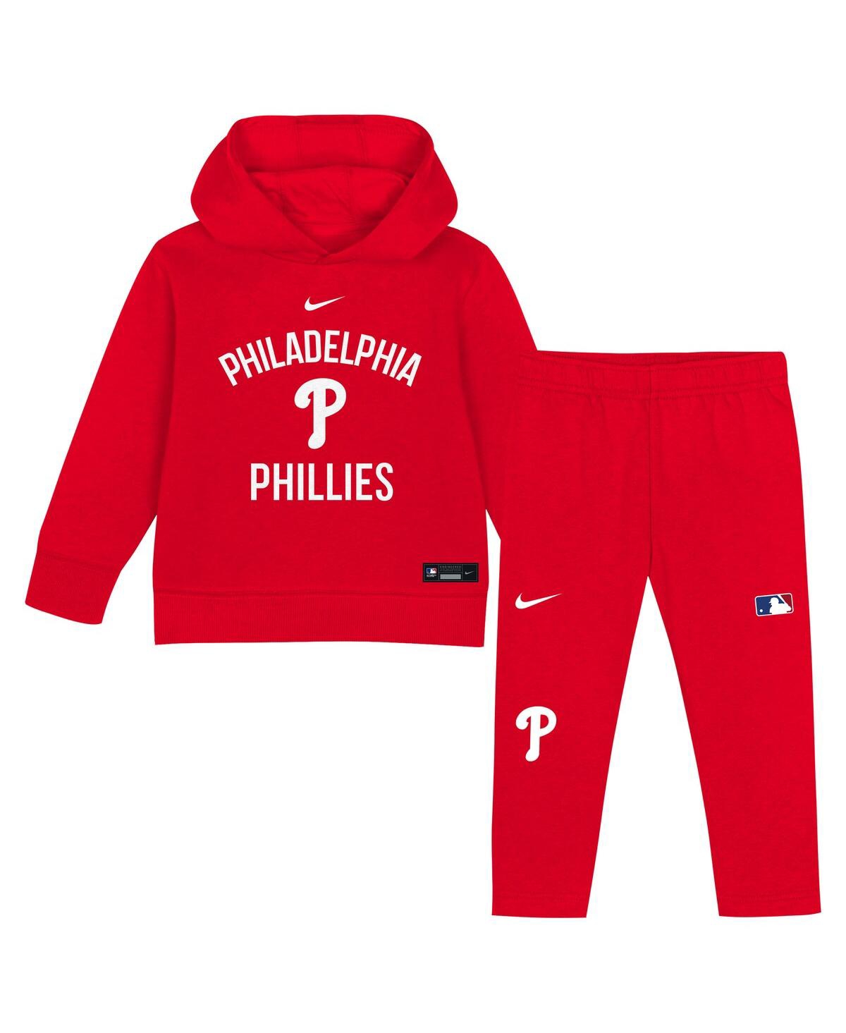 Nike Toddler 2-piece Red Philadelphia Phillies Club Fleece Pullover Hoodie And Sweatpants Set In Red