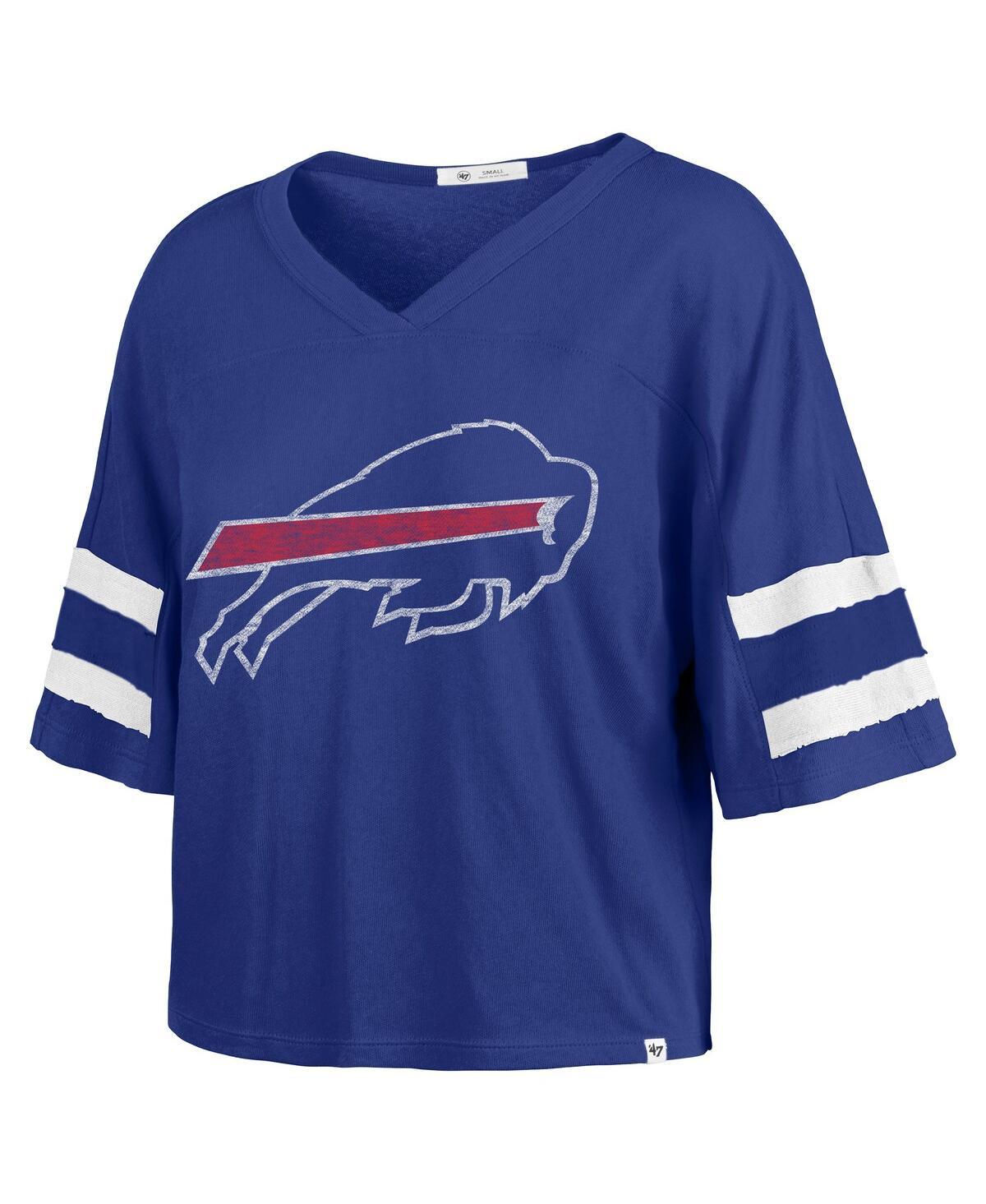 47 Brand '47 Royal Buffalo Bills Premier Scout Cropped V-neck T-shirt In Blue