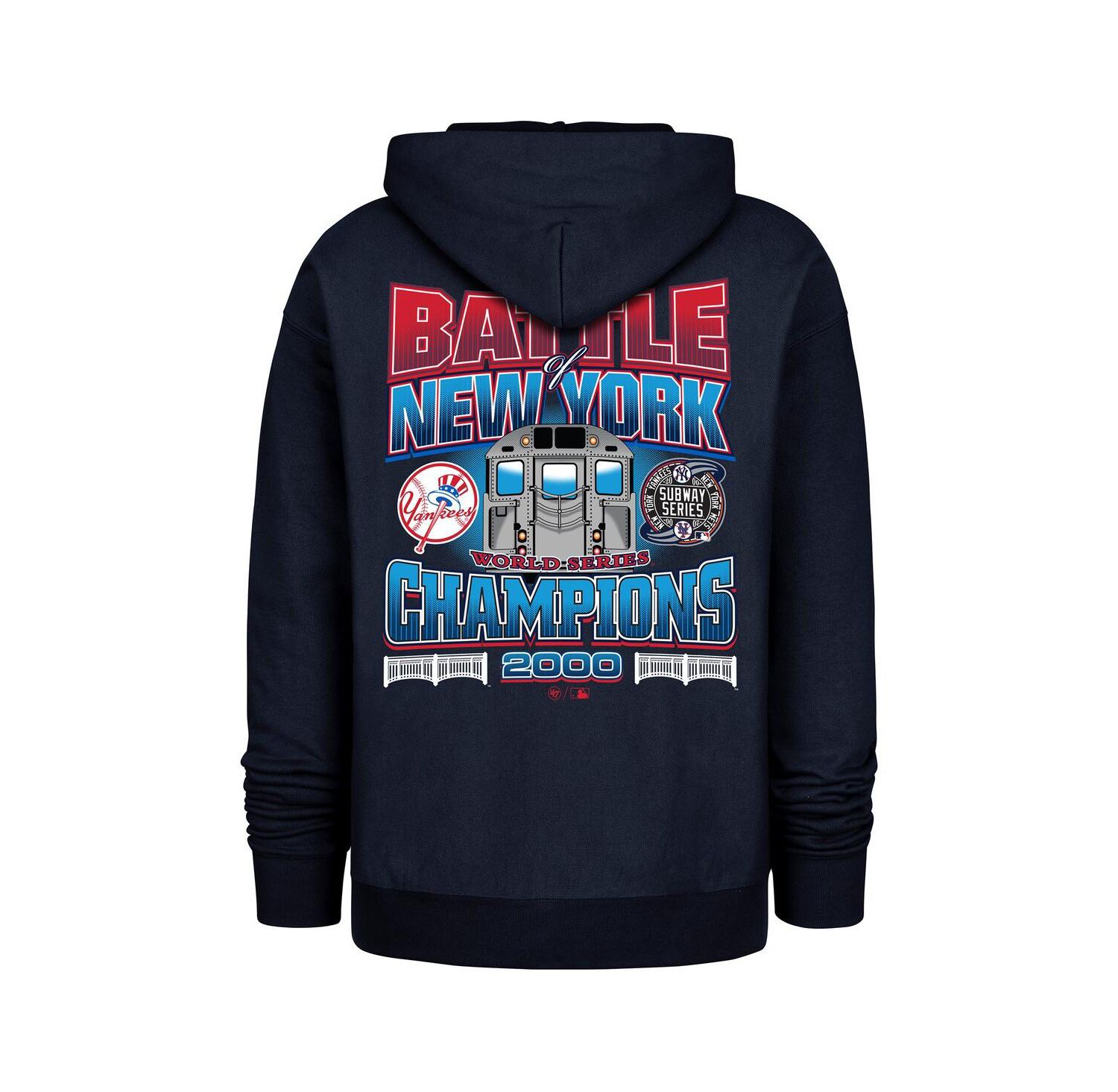 Men's Navy New York Yankees 2000 World Series Champions Showcase Backer Pullover Hoodie