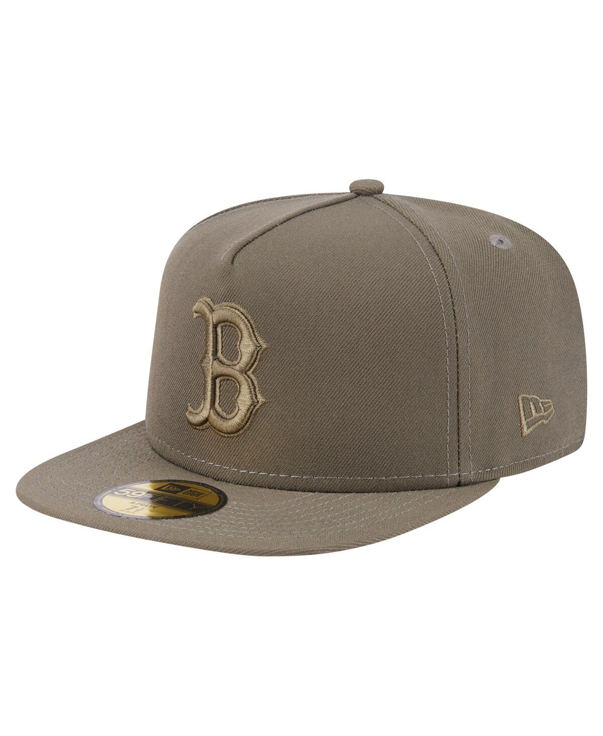 New Era Men's Olive Boston Red Sox Color Pack A-frame 59fifty Fitted Hat In Green