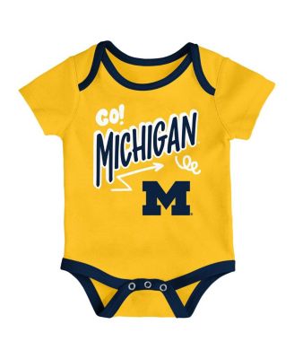 Baby Boys and Girls 3-Pack Michigan Wolverines All Day Play Bodysuit Set