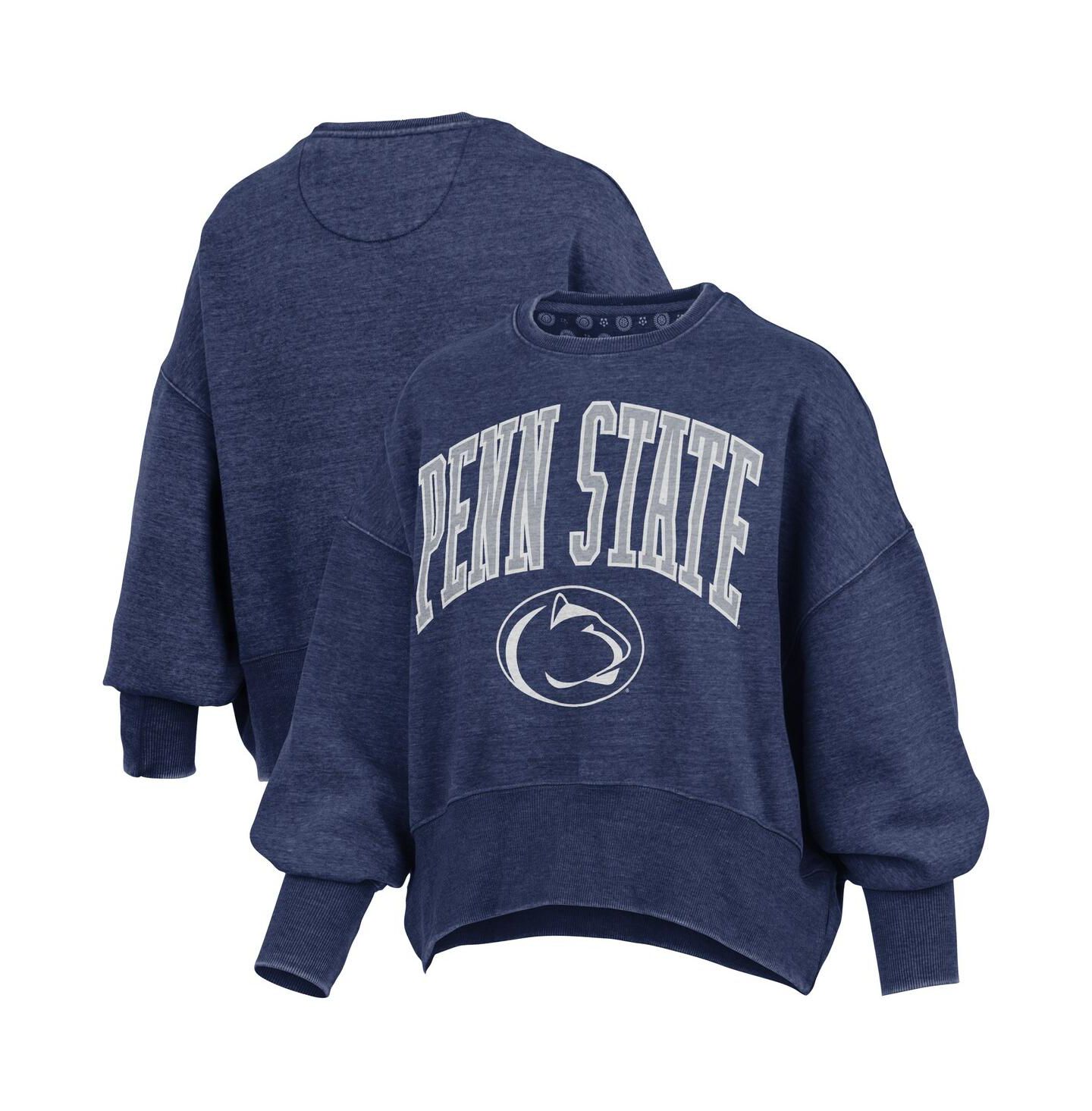Женская толстовка Pressbox Navy Penn State Nittany Lions Oversized Waist-Length Crewneck — фото 1