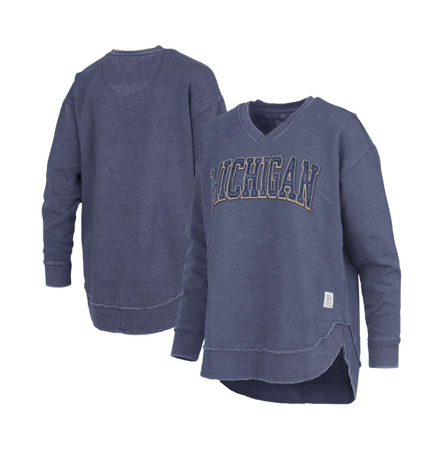 Женская толстовка Pressbox Navy Michigan Wolverines Westin Poncho V-Neck Pullover — фото 1