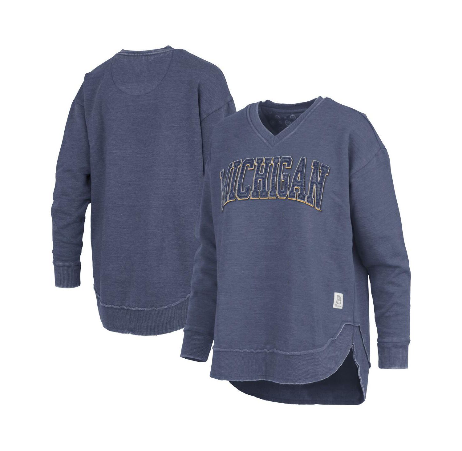 Women's Navy Michigan Wolverines Westin Poncho V-Neck Pullover Sweatshirt