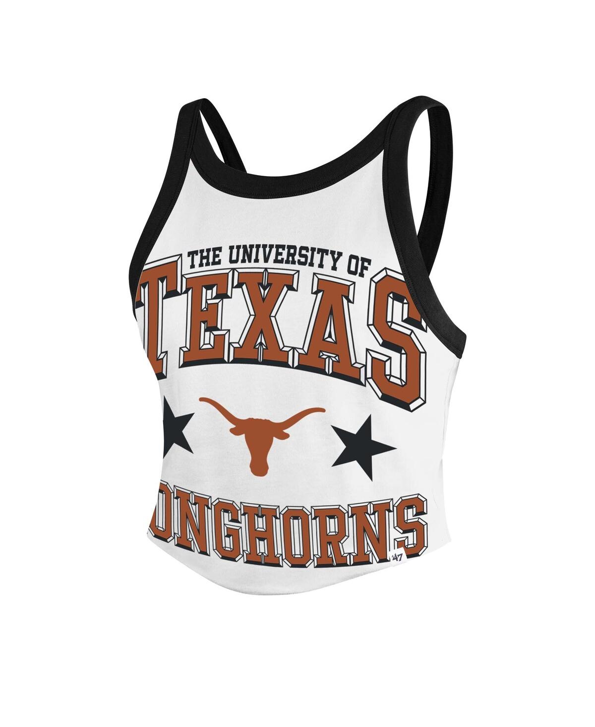 47 Brand '47 White Texas Longhorns Energize Sporty Cropped Racerback Tank Top In White