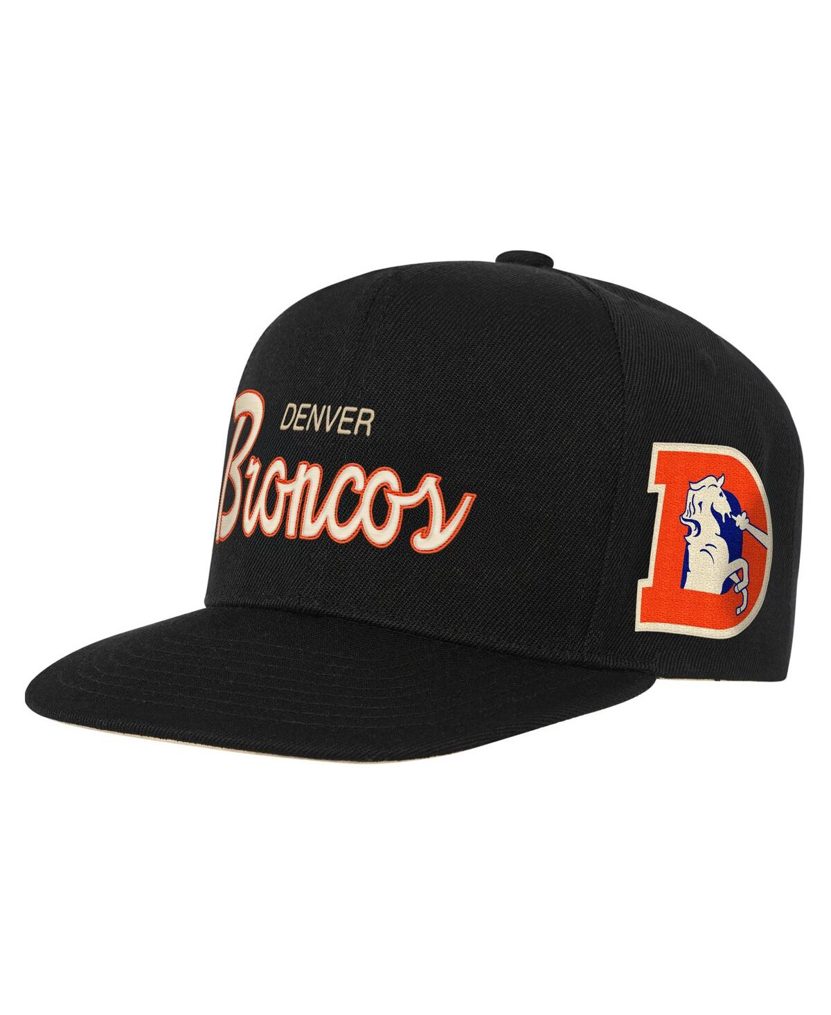 Mitchell & Ness Big Boys And Girls Black Denver Broncos Cream Team Script Snapback Hat In Green
