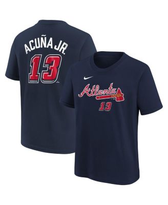 Nike - Big Boys and Girls Ronald Acu&ntilde;a Jr. Navy Atlanta Braves 2025 MLB Speedway Classic Name Number T-shirt