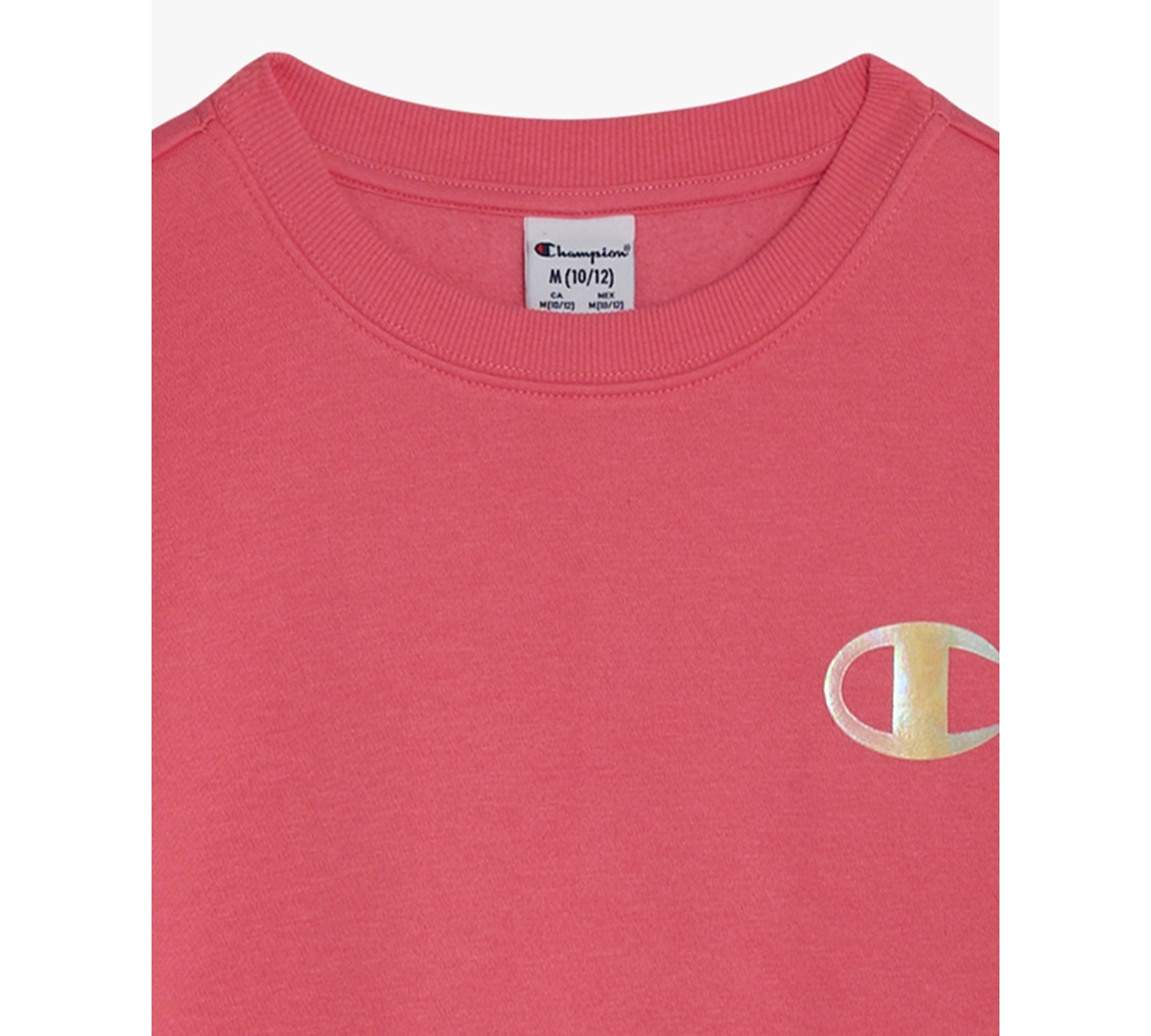 Champion Big Girls Pullover Crewneck Sweatshirt In Pink