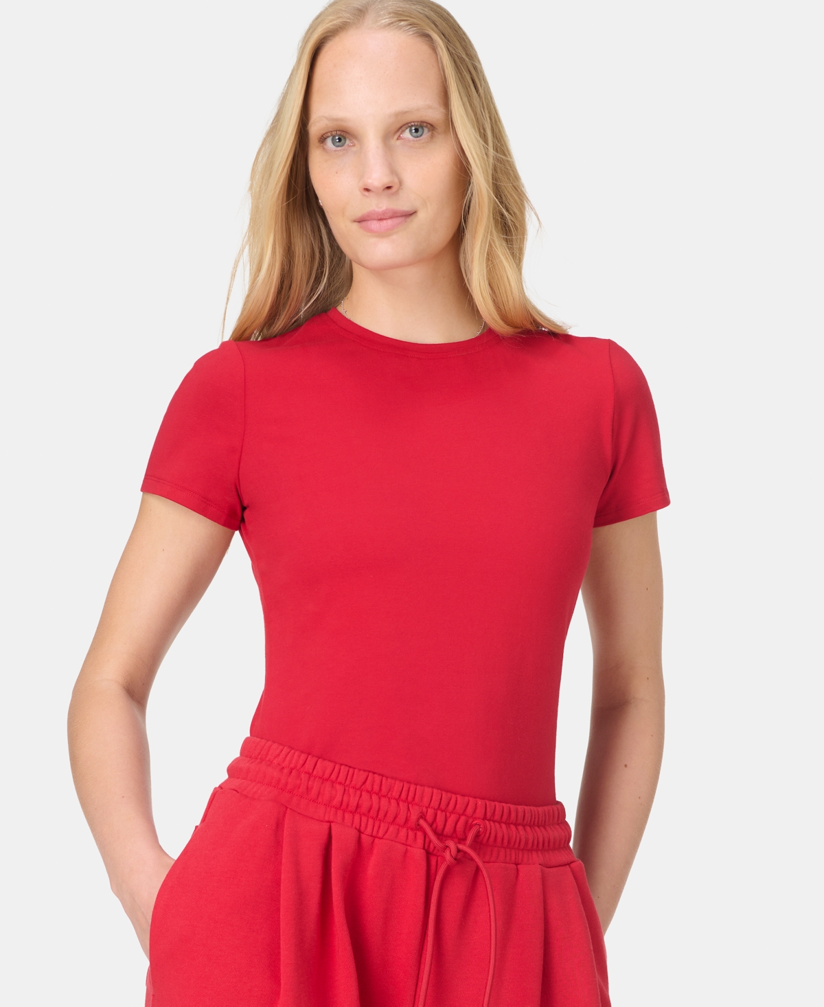 Sweaty Betty Essential Sculpt Crewneck T-shirt In Red