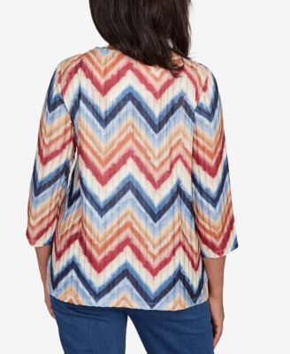 Petite Textured Knit Chevron Top