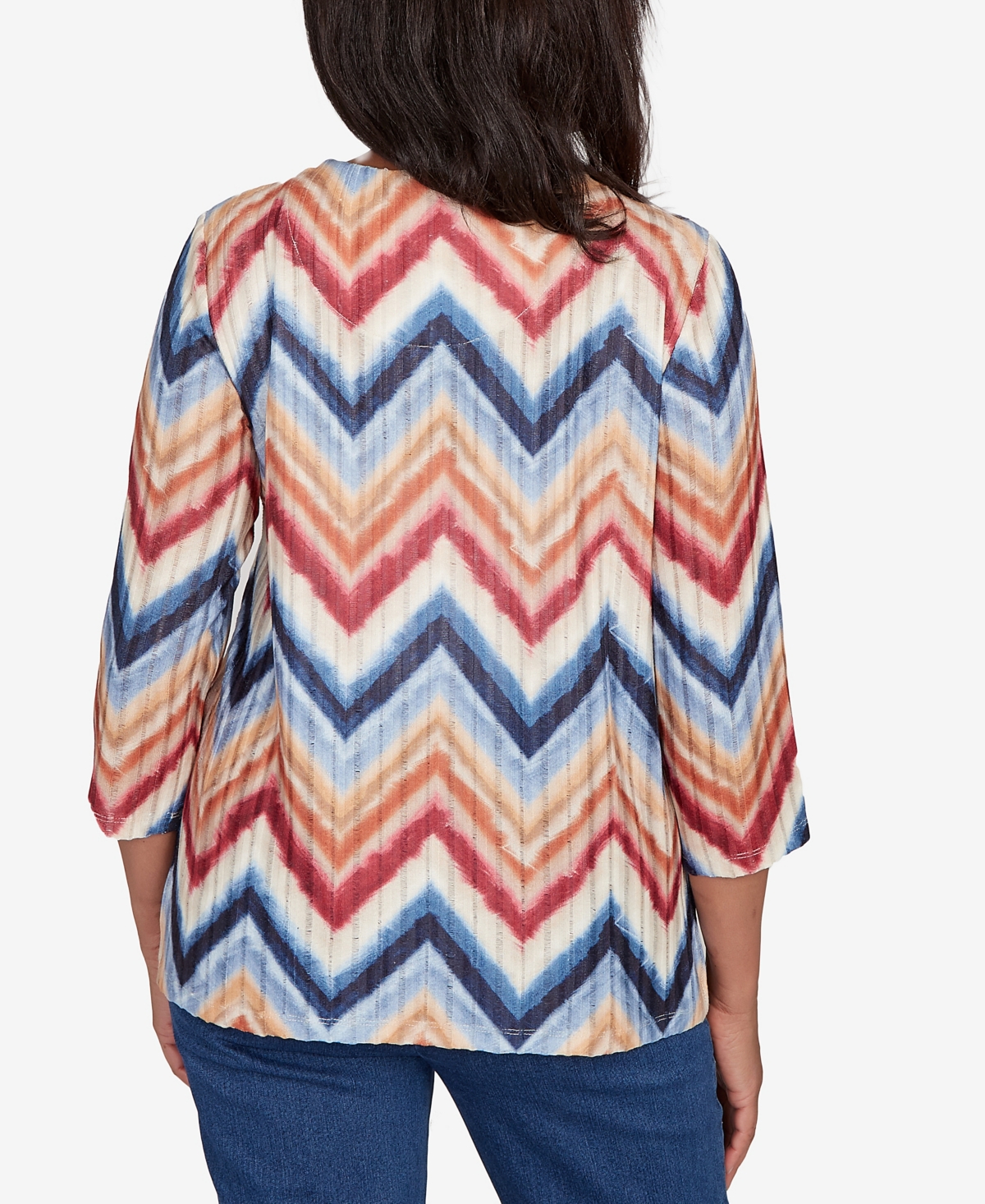 Alfred Dunner Petite Textured Knit Chevron Top In Multi