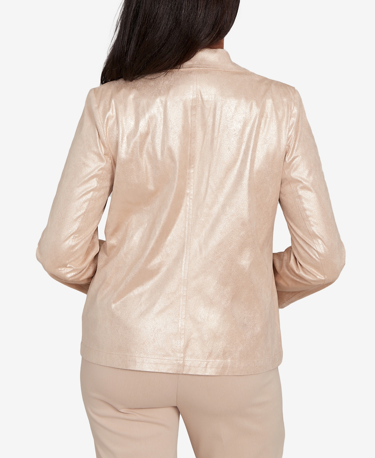 Alfred Dunner Petite Faux Suede Shimmer Jacket In Neutral