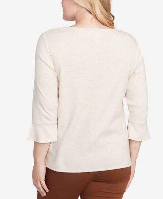 Petite Textured Scroll Knit Top