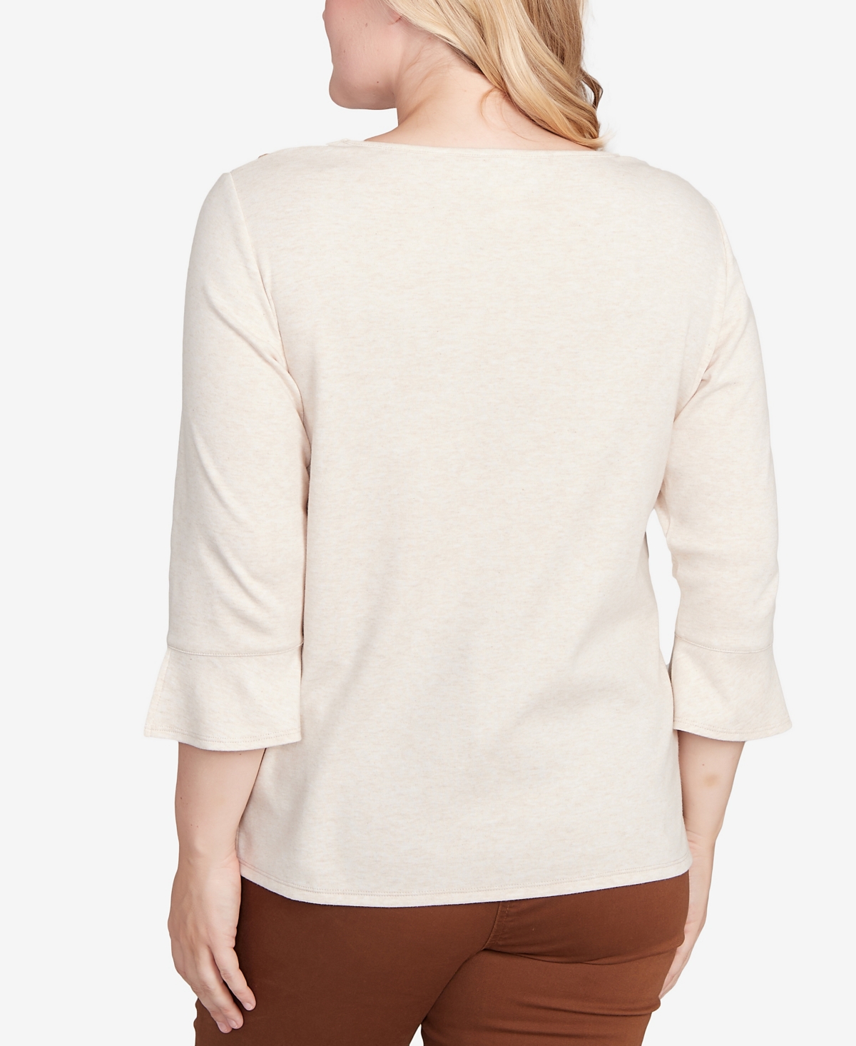 Alfred Dunner Petite Textured Scroll Knit Top In Brown