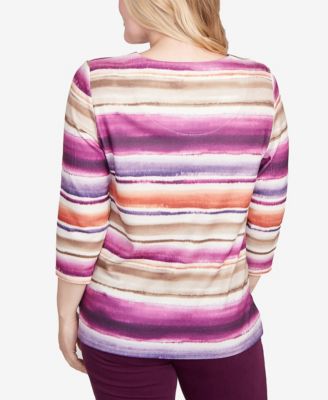 Petite Watercolor Beaded V-Neck Top