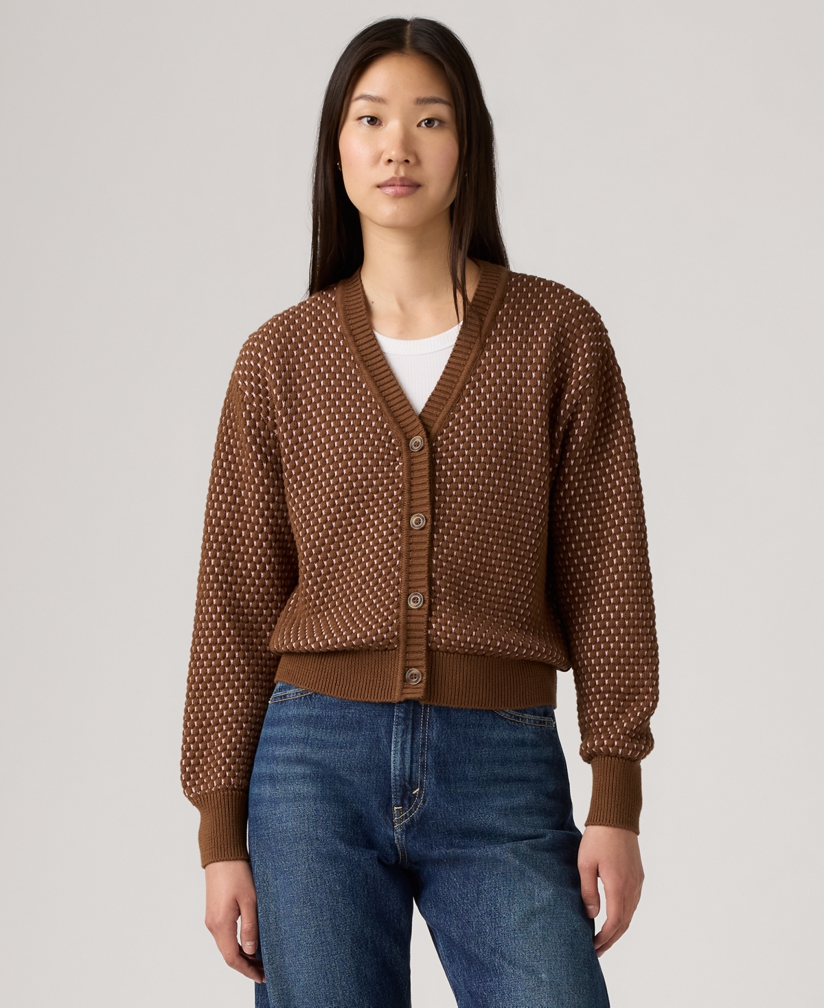 Levi's Women's Snowflake Long Sleeve Cardigan Sweater