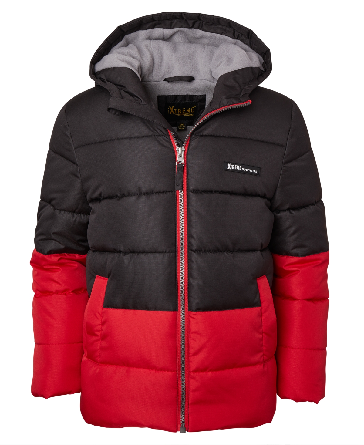 Ixtreme Toddler And Little Boys Color Blocked Ripstop Puffer Jacket With Beanie In Black