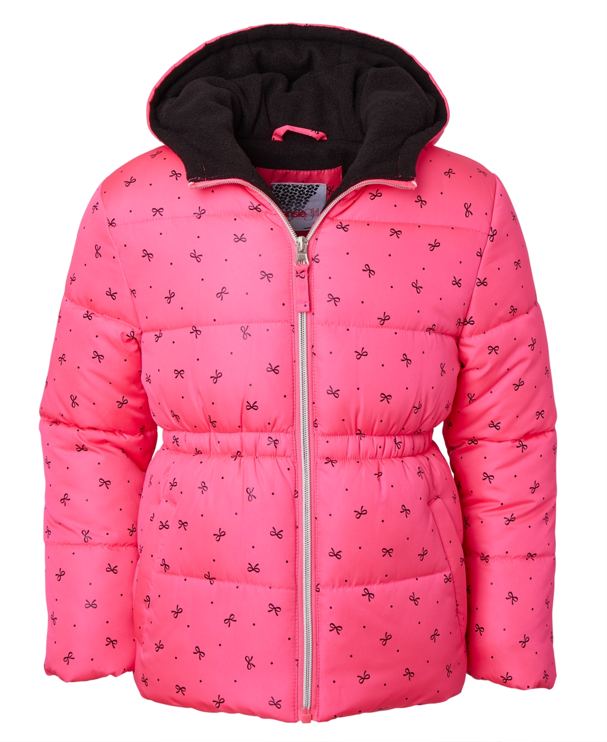 Kensie Girl Toddler And Little Girls Foil Bow Puffer Jacket With Beanie In Pink