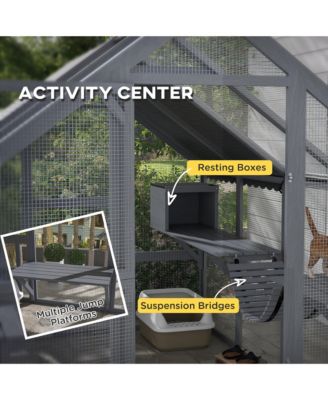 Large Catio Outdoor Cat Enclosure with Waterproof Cover,