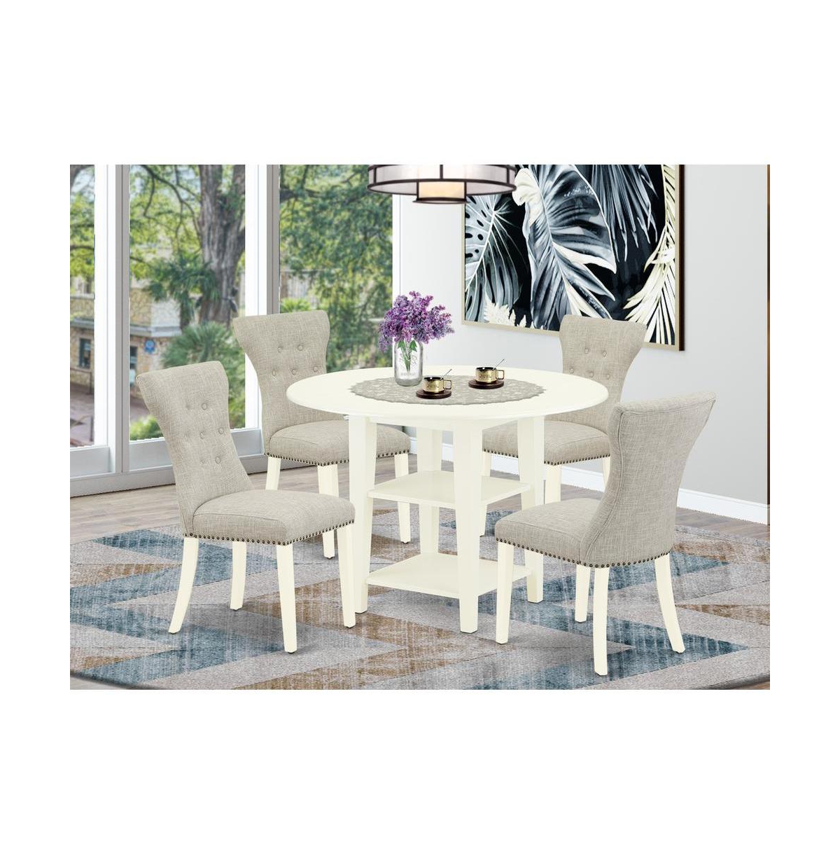 East West Furniture Dining Room Set Linen White