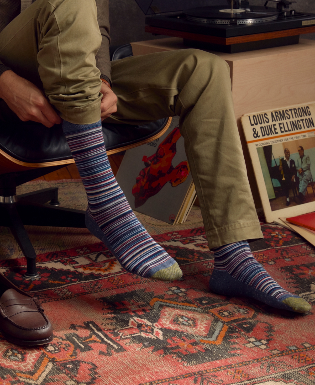 Gold Toe Men's 3-pack Frankie Stripe Reinforced Toe Crew Socks In Blue