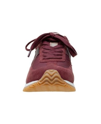 KAISA Women's Low Profile Lace-up Nylon and Leather Trainers