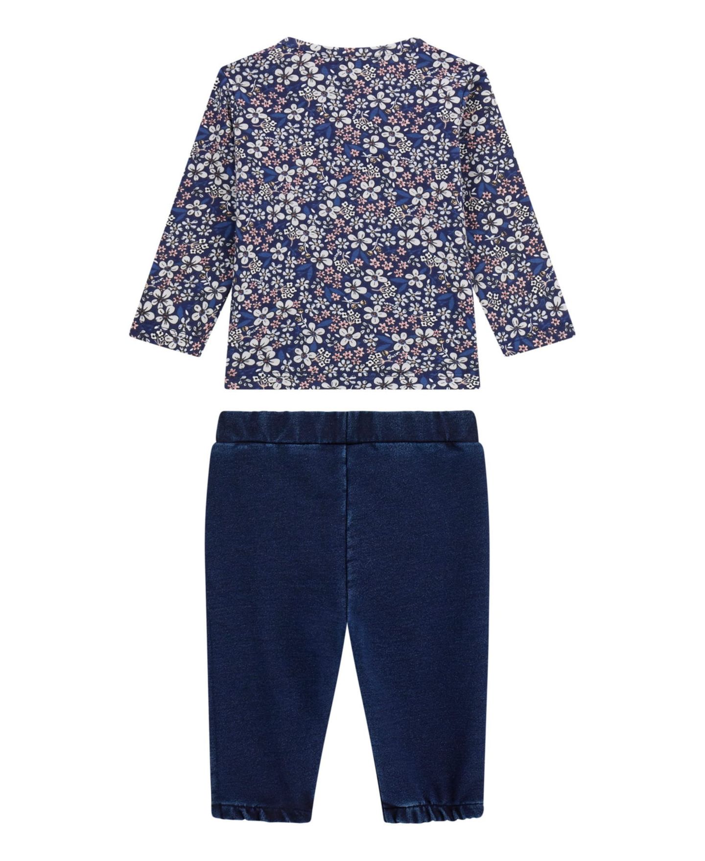 Комплект GUESS Long Sleeve T-Shirt and Knit Denim Pants, 2-Piece Set для девочек-малышей, цвет: Синий — фото 2