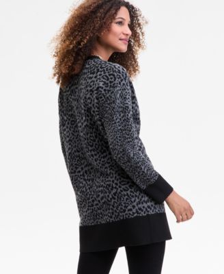 Women's Jacquard Animal-Print Long Cardigan, Macy's Exclusive