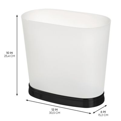 mSmall Oval Bathroom Trash Can - Frost/Matte Black - Made in USA