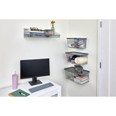 Large Wall-Mounted Open-Front Bin and Bracket - Clear - Made in USA