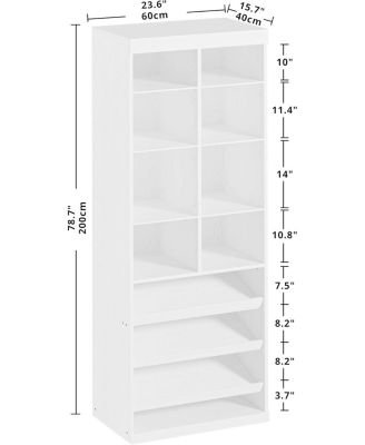 Closet Shoe Organizer Cabinet with Shelves and Cubbies, White