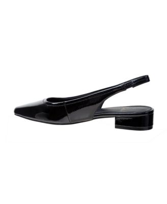 CIELO Women's Leather Low Block Heel Slingback Pumps