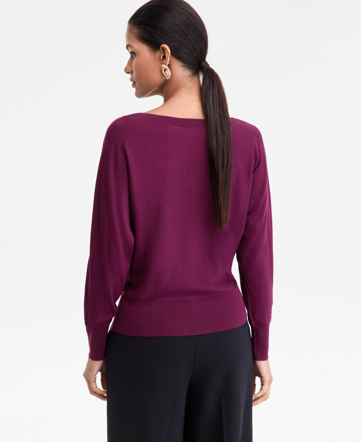 Inc International Concepts Women's Boat-neck Sweater, Macy's Exclusive In Purple