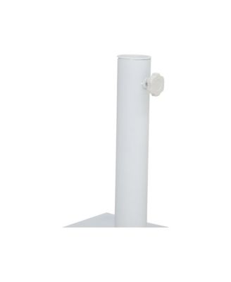 Fiji Beige Fabric / Matte White Aluminum Patio Umbrella with Base Sets