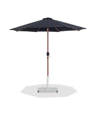Fiji Black Fabric / Matte White Aluminum Patio Umbrella with Base Sets