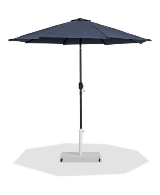 Fiji Grey Fabric / Matte White Aluminum Patio Umbrella with Base Sets