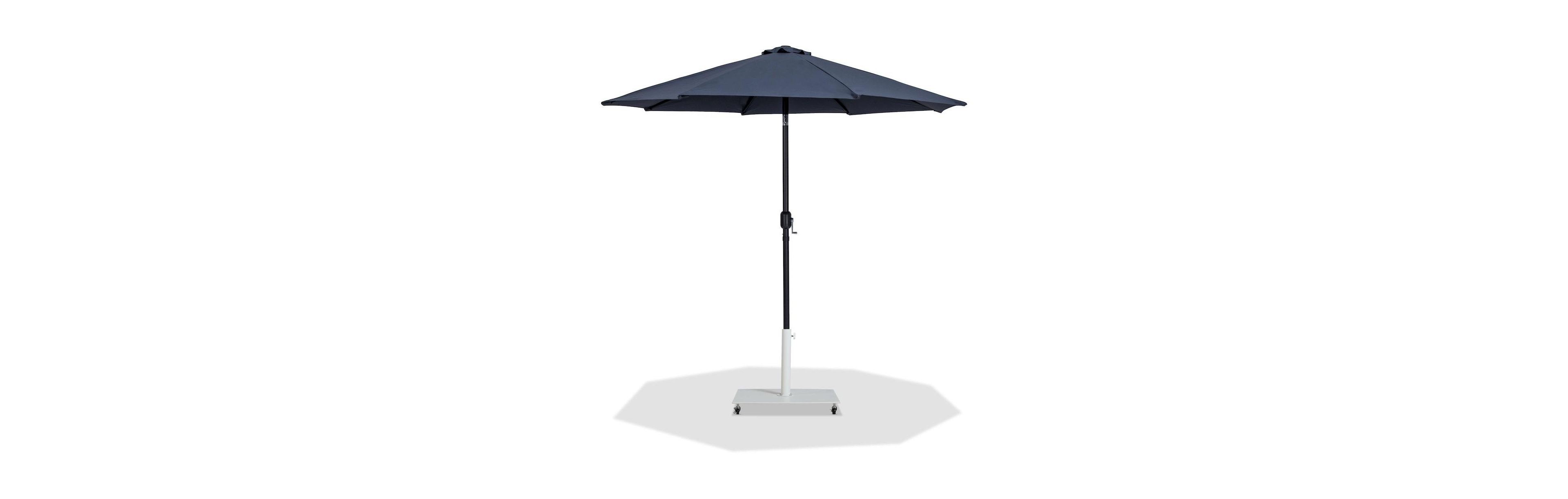 Meridian Furniture Fiji Grey Fabric / Matte White Aluminum Patio Umbrella with Base Sets