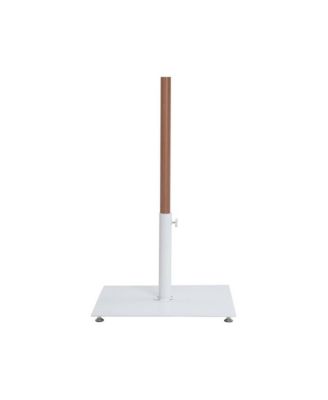 Amalfi Navy With Cream Piping / Matte White Metal Patio Umbrella with Base Sets