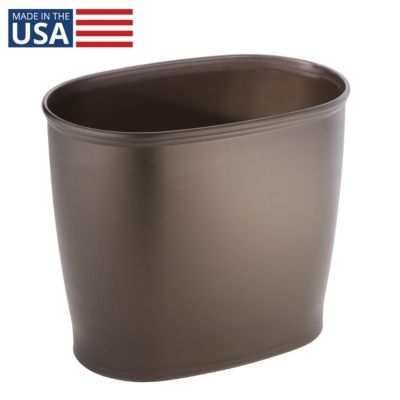 Oval 2.1 Gallon / 8 Liter Plastic Trash Can, 2-Pack, Bronze, Made in USA