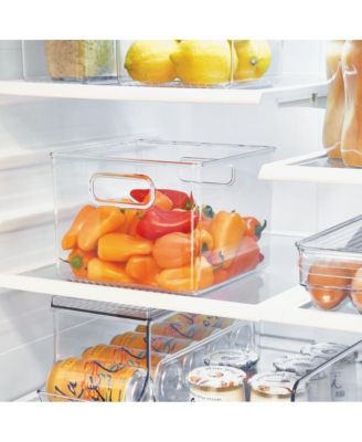 Fridge Storage Bin Set with Bottle Holder, Set of 8, Clear, Made in USA