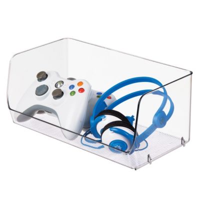 Wide Stackable Open-Front Storage Bins - Set of 3 - Clear - Made in USA