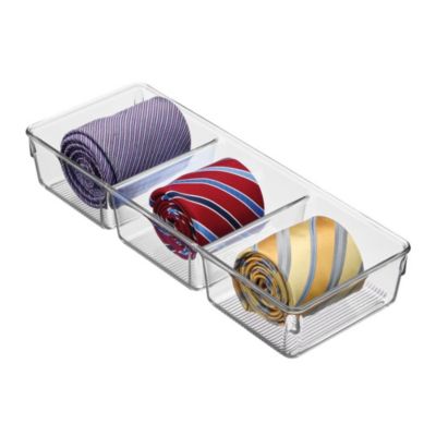 3-Section Plastic Drawer Organizer - Set of 6 - Clear