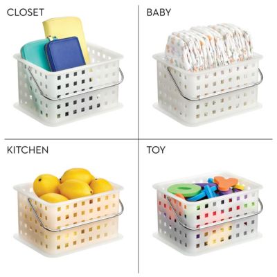 Medium StackableShower Caddy Basket, Set of 3, Frost, Made in USA