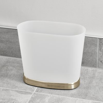 Small Oval Bathroom Trash Can - Frost/Soft Brass - Made in USA