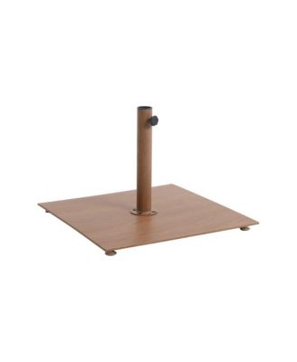 Fiji White Fabric / Teak Aluminum Patio Umbrella with Base Sets